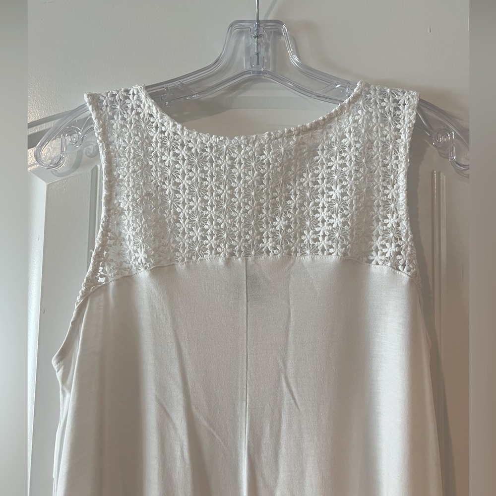 NEW! White Sleeveless Tank Top with Crochet Back Design